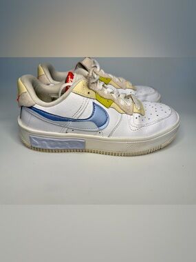 Nike Air Force 1 Fontanka Wom Size 7 - Athletic Sneakers DV2175-100 Yellow Blue